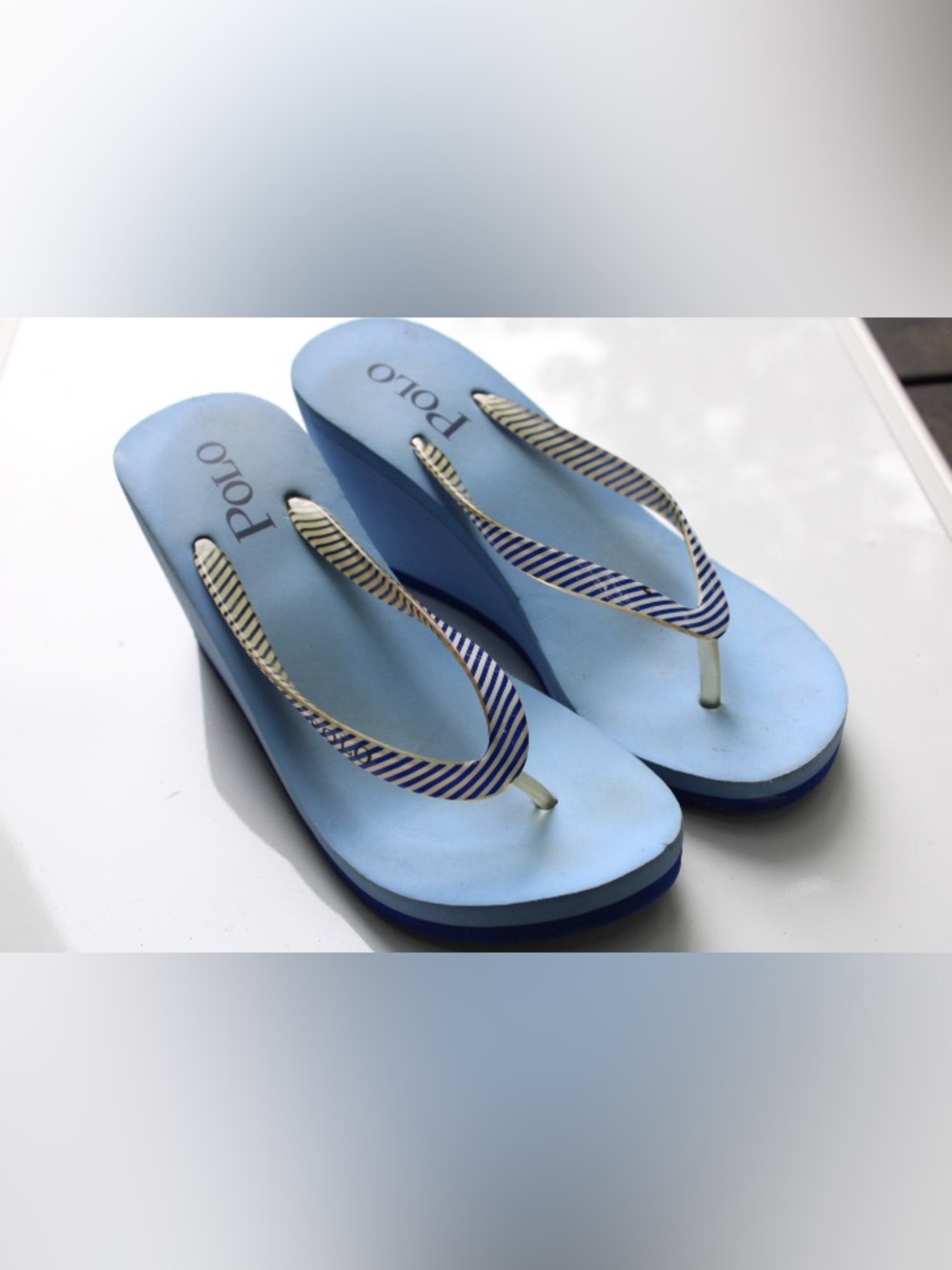 Y2K style Polo Ralph Lauren wedge flip flops - Picture 3 of 12